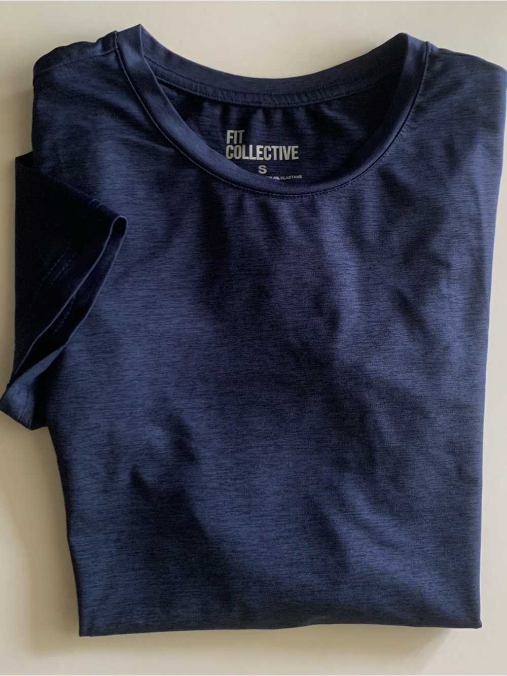 Fit Collective Crew Neck Stretch Activewear Tee Top Blue Heather Size S